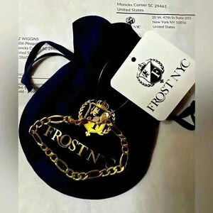 Womens 7.5 mm 7 inch hollow Figaro  10kt yellow gold bracelet NWT